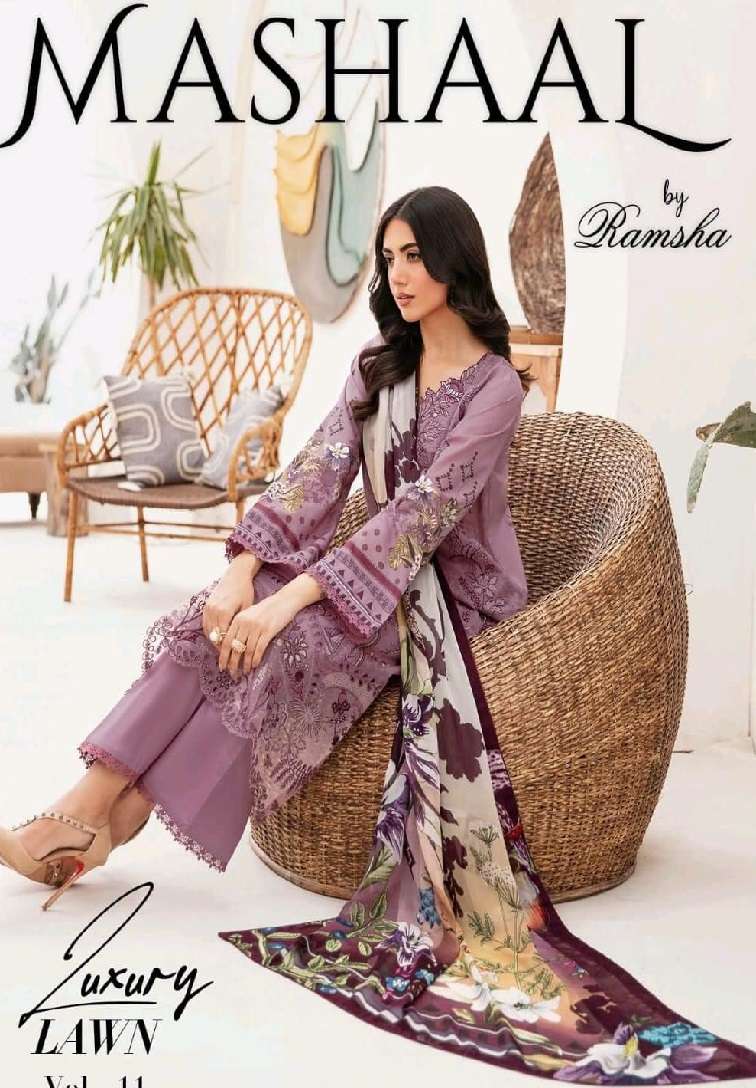 Mashaal Luxury Lawn Vol- 11 Open Pic by Ramsha